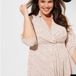 Torrid Cream and Pink Plaid Dress